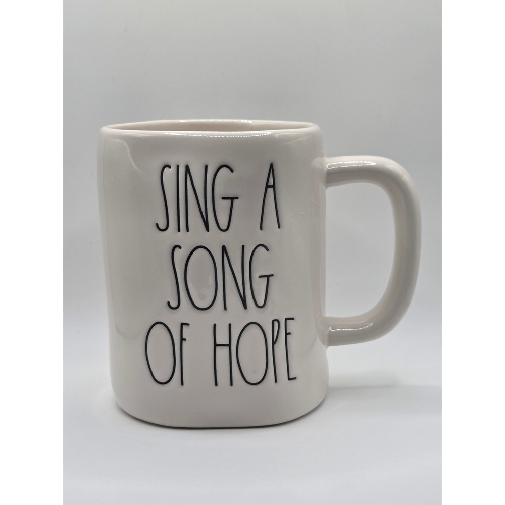 Rae Dunn Sing A Song Of Hope Mug Ivory Ceramic Farmhouse Good Condition Large